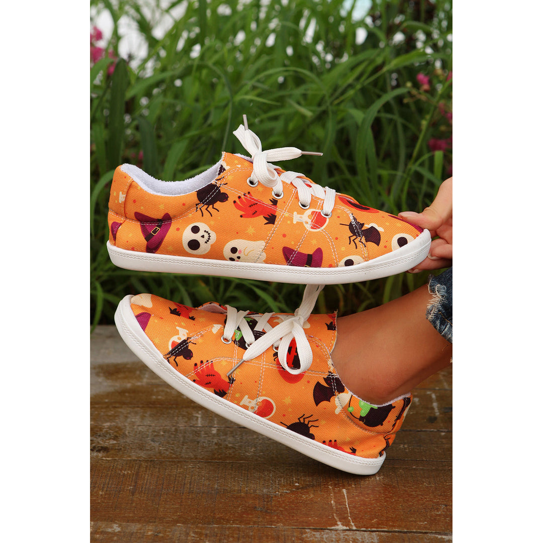 Russet Orange Halloween Ghouls and Pumpkin Sneakers Image 7