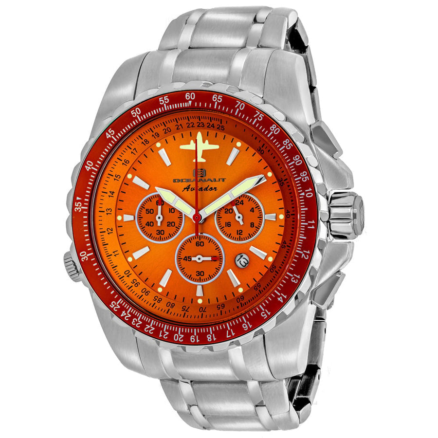 Oceanaut Aviador Pilot Watch OC0115 Stainless Steel Orange Dial Quartz 50m Image 1