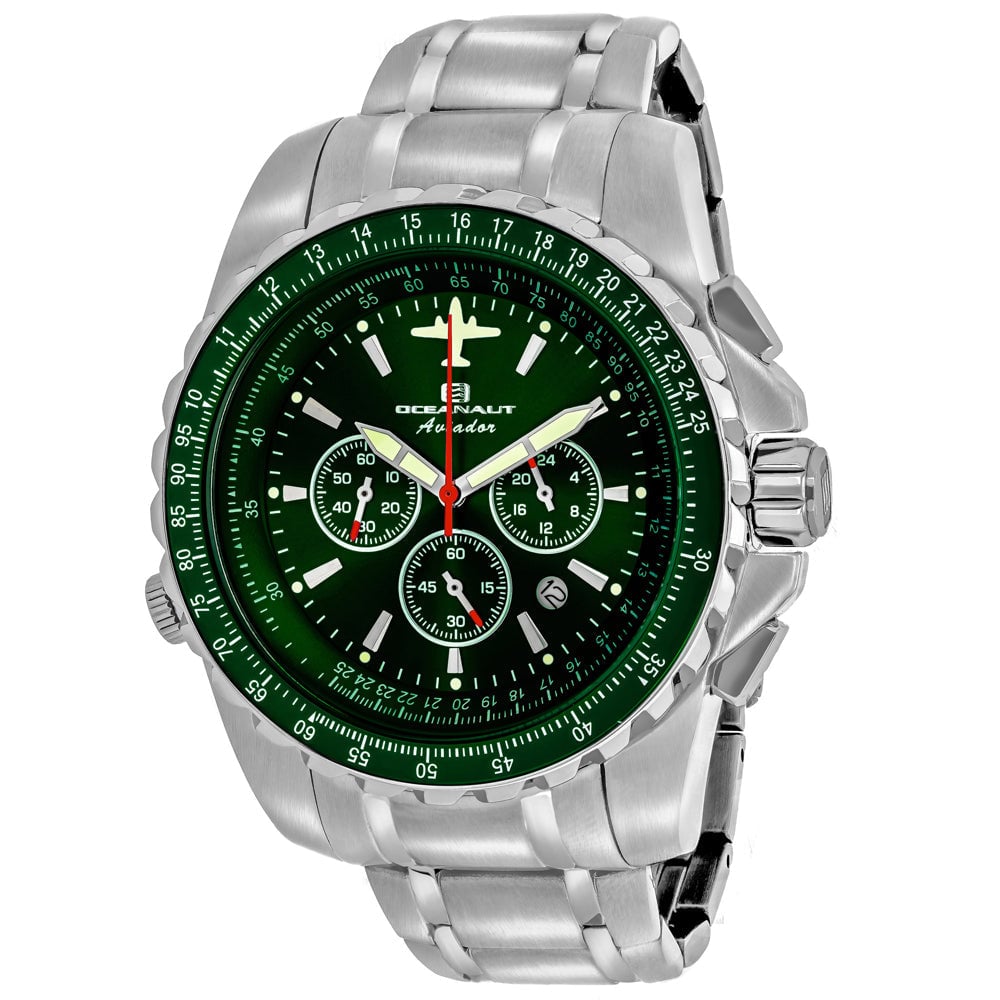 Oceanaut Aviador Pilot Watch OC0117 Green Dial Stainless Steel Quartz 50m Image 1