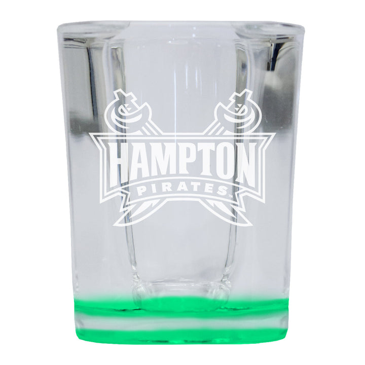 Hampton University 2 Ounce Engraved Shot Glass Square Officially Licensed Collegiate Product Image 3