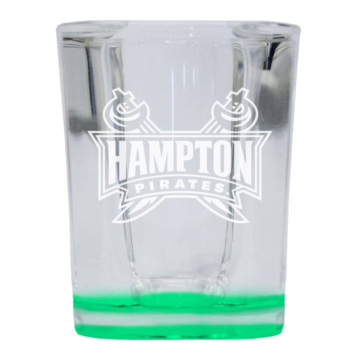 Hampton University 2 Ounce Engraved Shot Glass Square Officially Licensed Collegiate Product Image 1