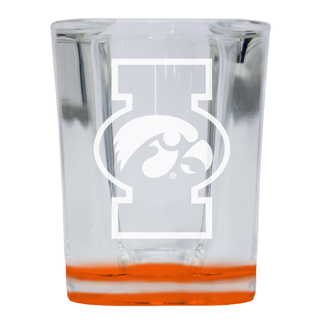 Iowa Hawkeyes 2 Ounce Engraved Shot Glass Square Officially Licensed Collegiate Product Image 1