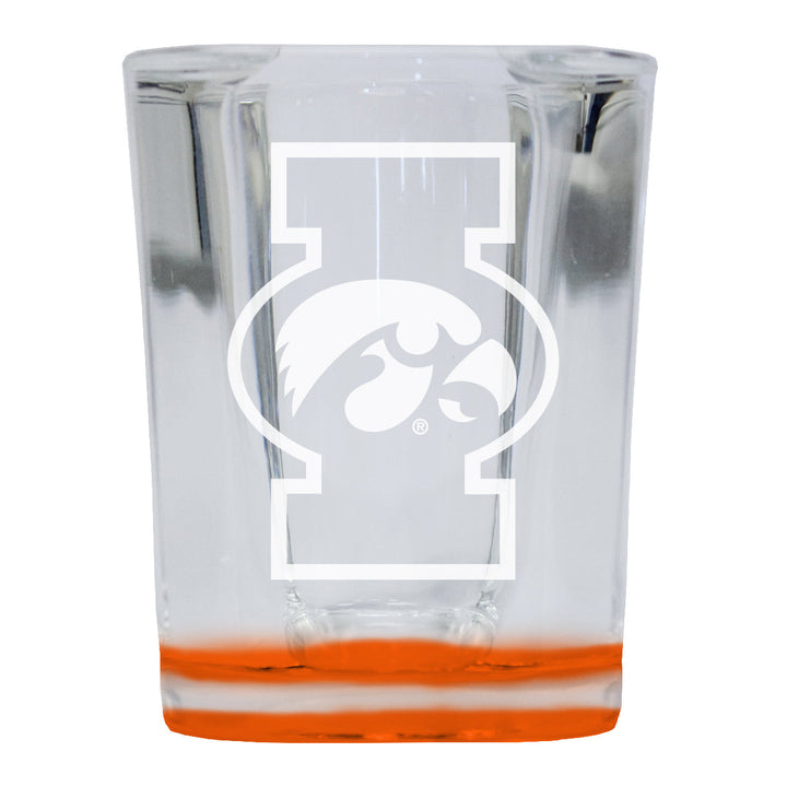 Iowa Hawkeyes 2 Ounce Engraved Shot Glass Square Officially Licensed Collegiate Product Image 1