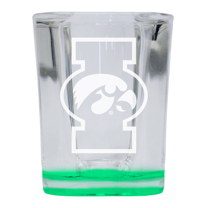 Iowa Hawkeyes 2 Ounce Engraved Shot Glass Square Officially Licensed Collegiate Product Image 3