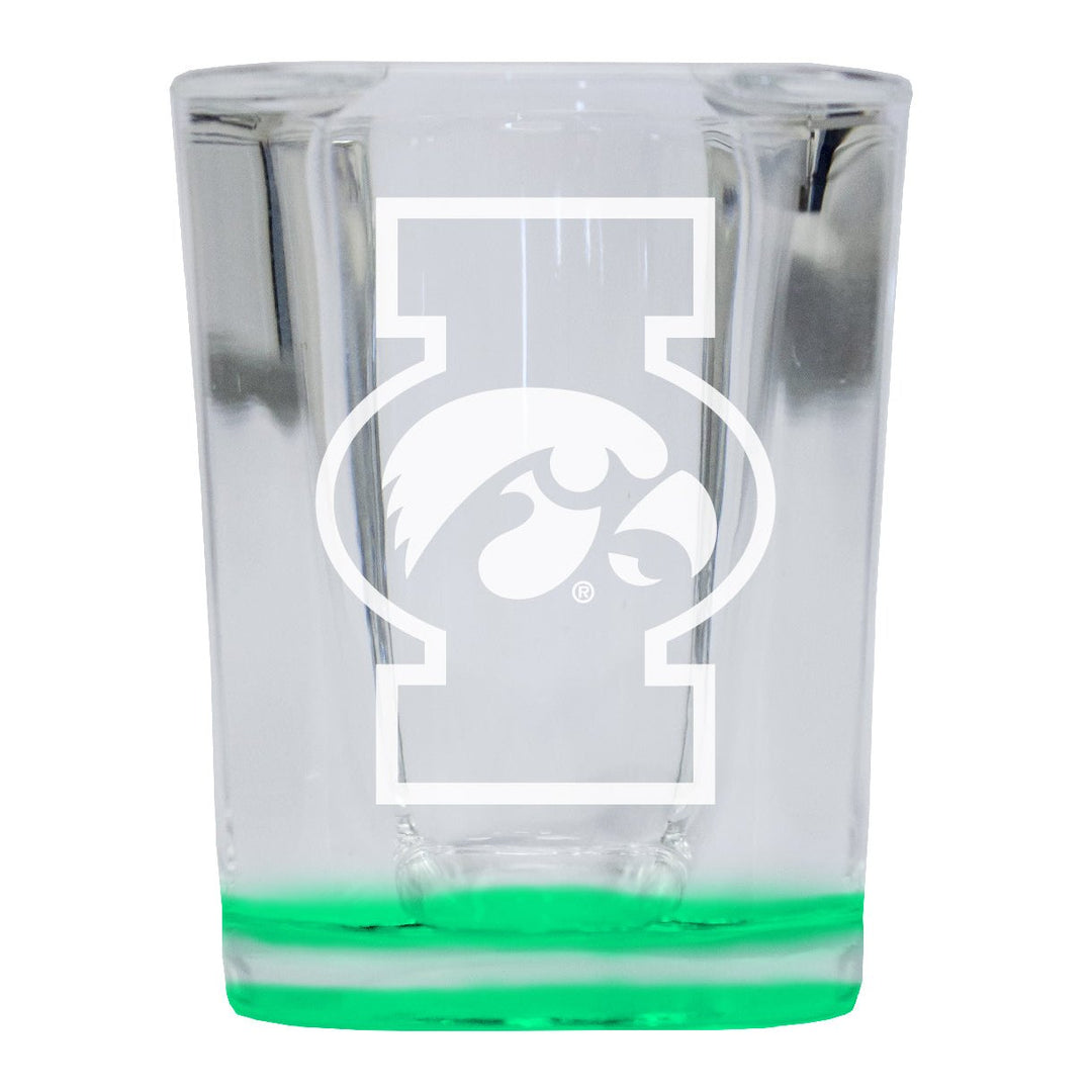 Iowa Hawkeyes 2 Ounce Engraved Shot Glass Square Officially Licensed Collegiate Product Image 1