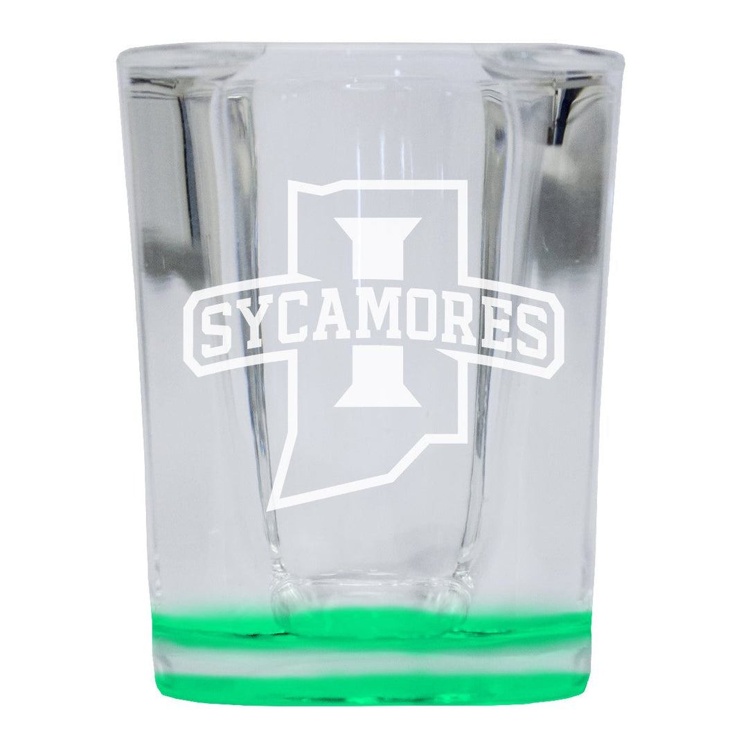 Indiana State University 2 Ounce Engraved Shot Glass Square Officially Licensed Collegiate Product Image 3