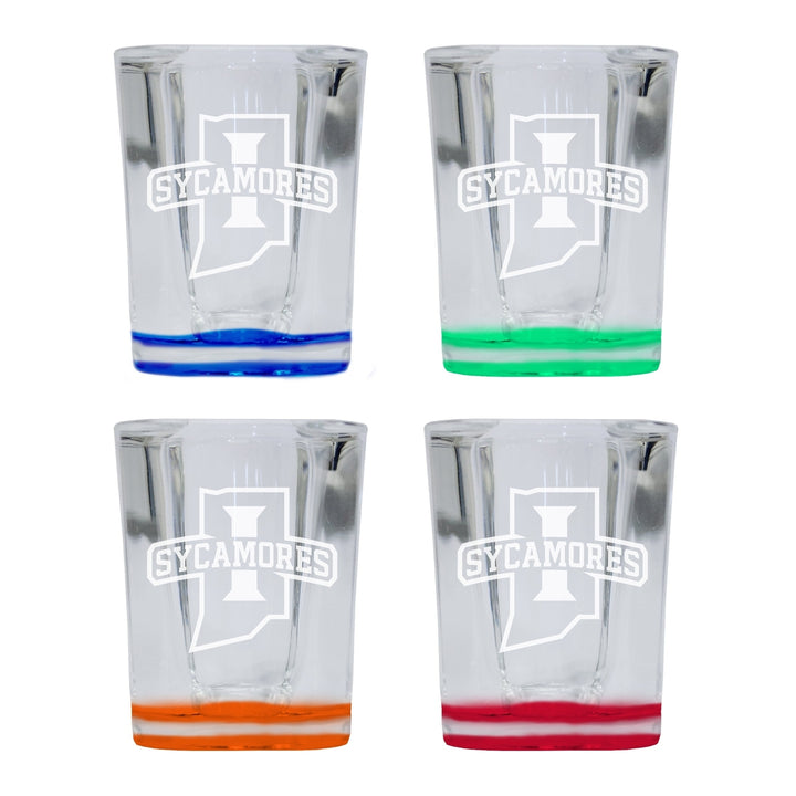 Indiana State University 2 Ounce Engraved Shot Glass Square Officially Licensed Collegiate Product Image 4