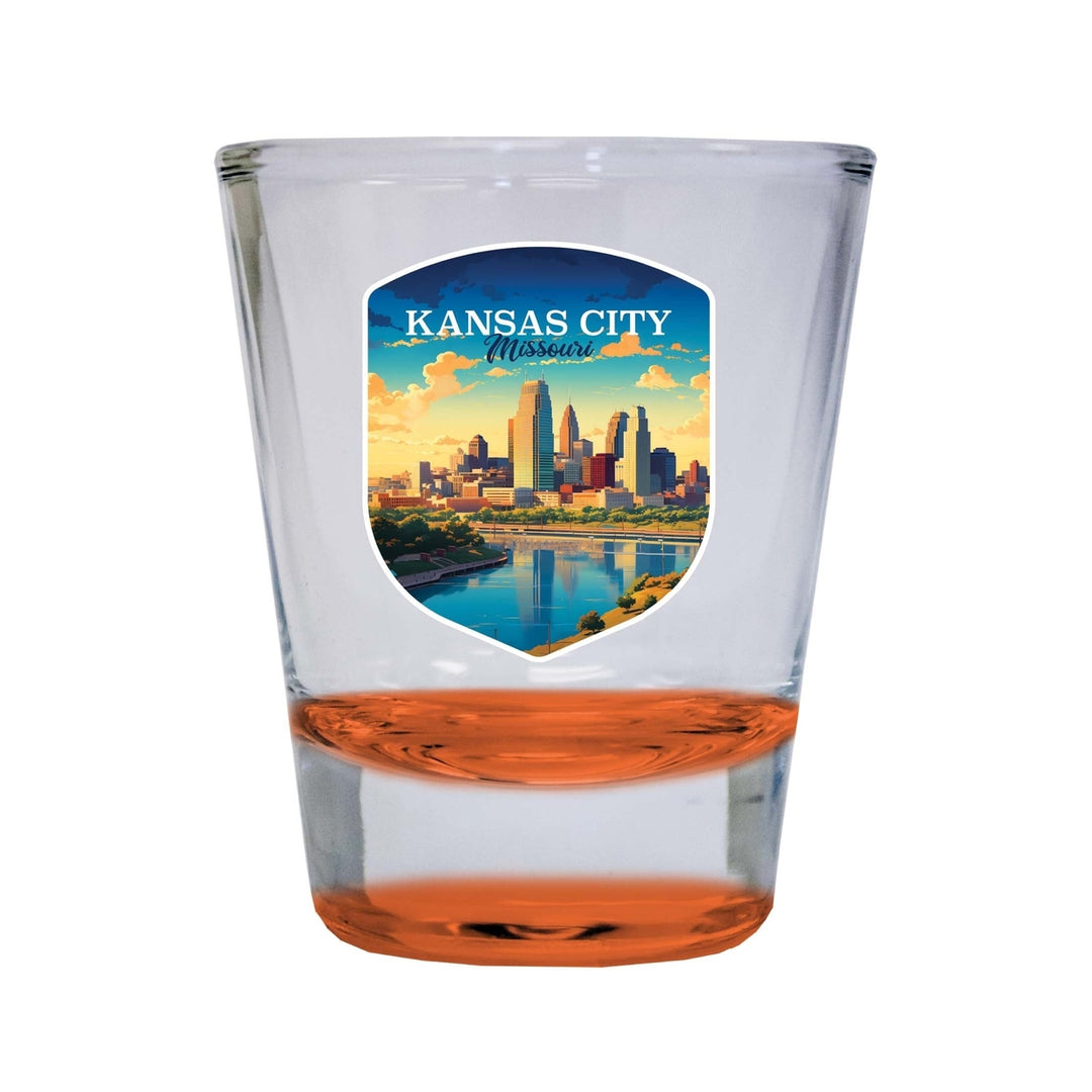 Kansas City Missouri Design A Souvenir 2 Ounce Shot Glass Round Image 1