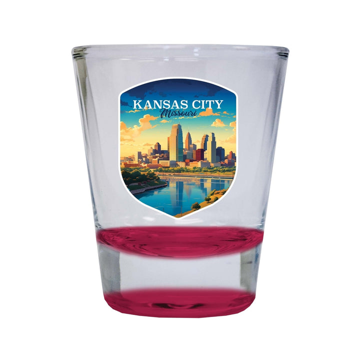 Kansas City Missouri Design A Souvenir 2 Ounce Shot Glass Round Image 2