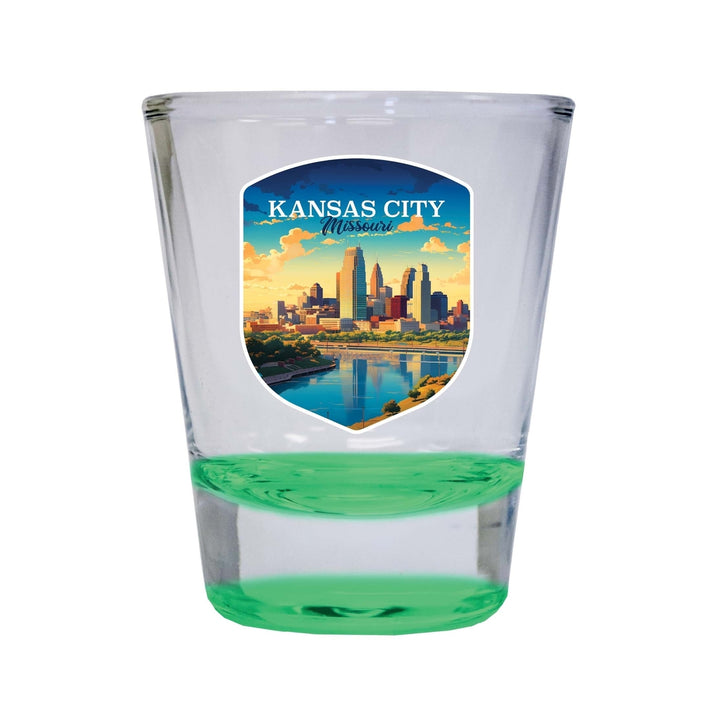 Kansas City Missouri Design A Souvenir 2 Ounce Shot Glass Round Image 3