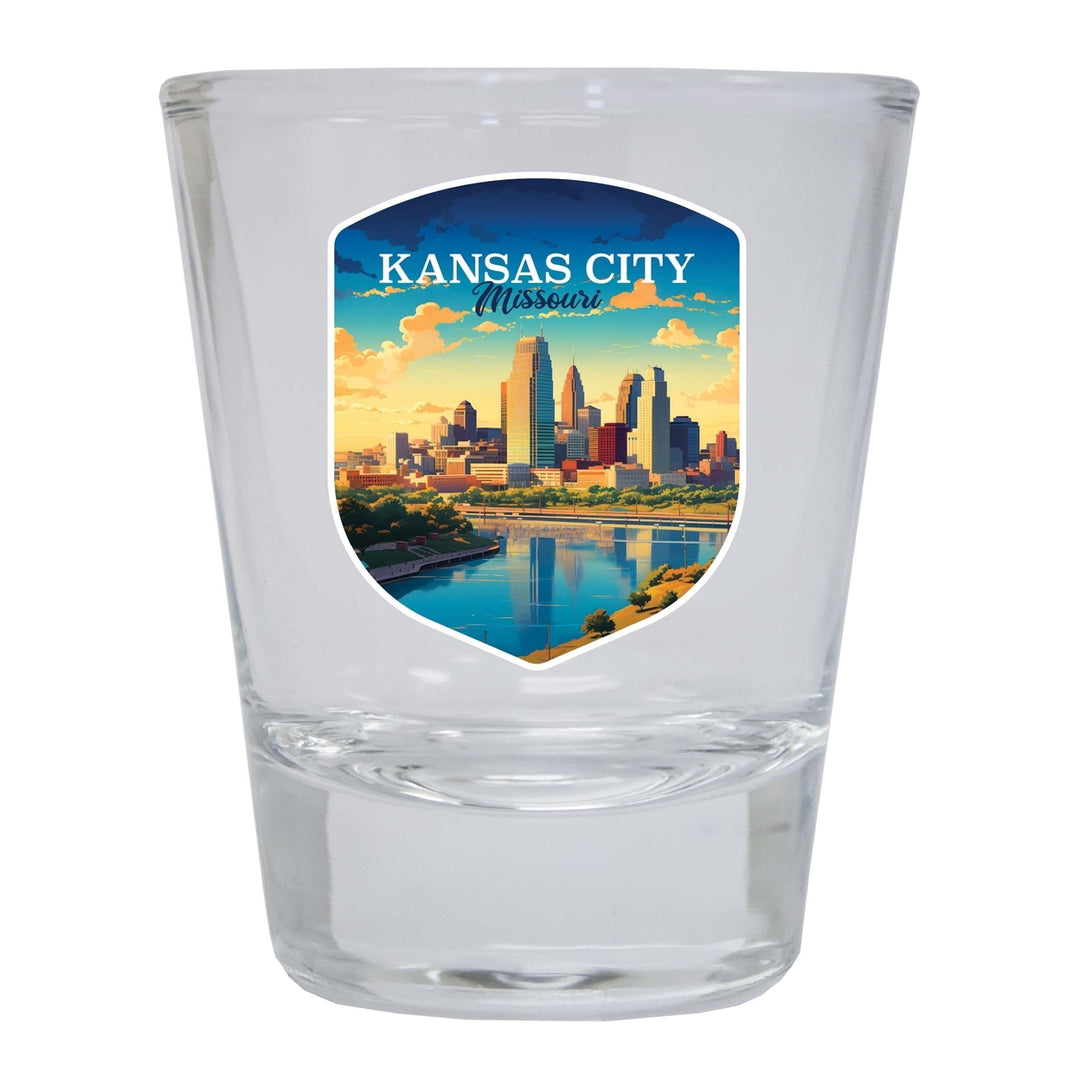 Kansas City Missouri Design A Souvenir 2 Ounce Shot Glass Round Image 4