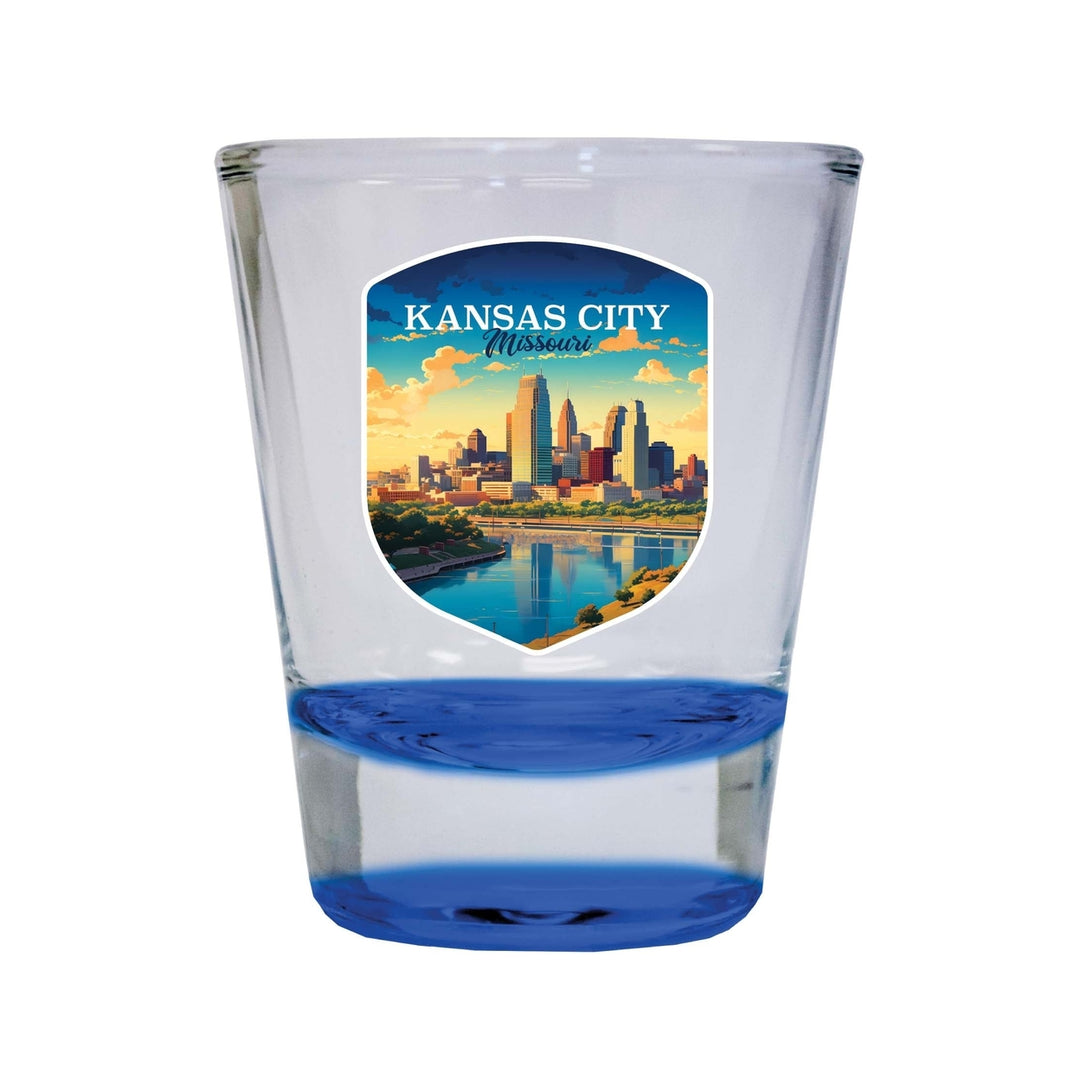 Kansas City Missouri Design A Souvenir 2 Ounce Shot Glass Round Image 4