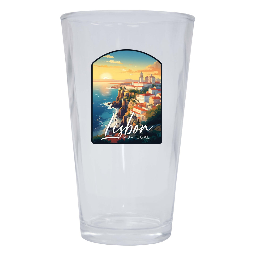 Lisbon Portugal Design B Souvenir 16 oz Pint Glass Image 1