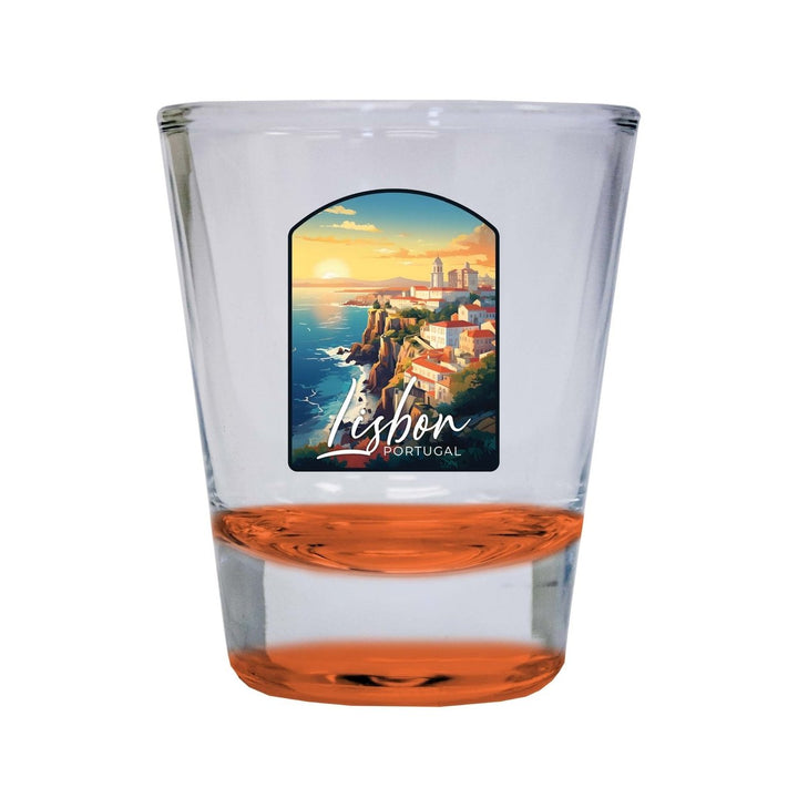 Lisbon Portugal Design B Souvenir 2 Ounce Shot Glass Round Image 2