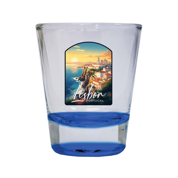 Lisbon Portugal Design B Souvenir 2 Ounce Shot Glass Round Image 3