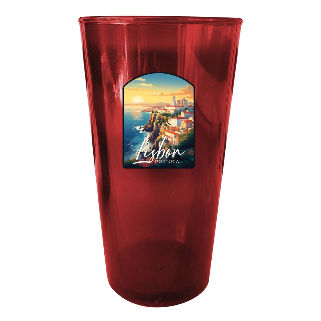 Lisbon Portugal Design B Souvenir Plastic 16 oz pint Image 1