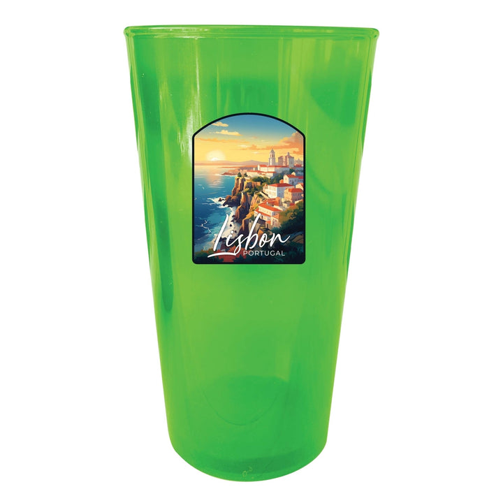 Lisbon Portugal Design B Souvenir Plastic 16 oz pint Image 2