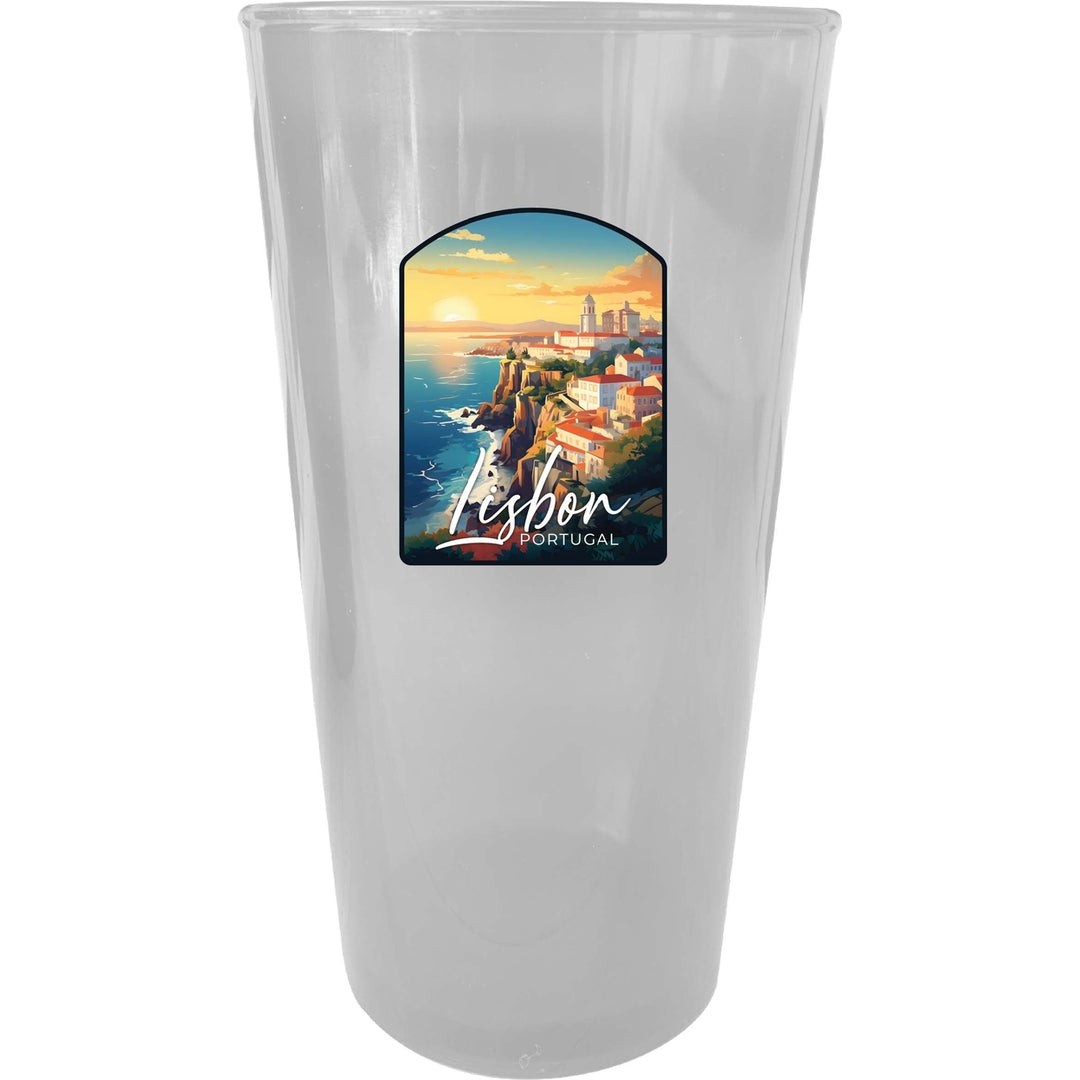 Lisbon Portugal Design B Souvenir Plastic 16 oz pint Image 3