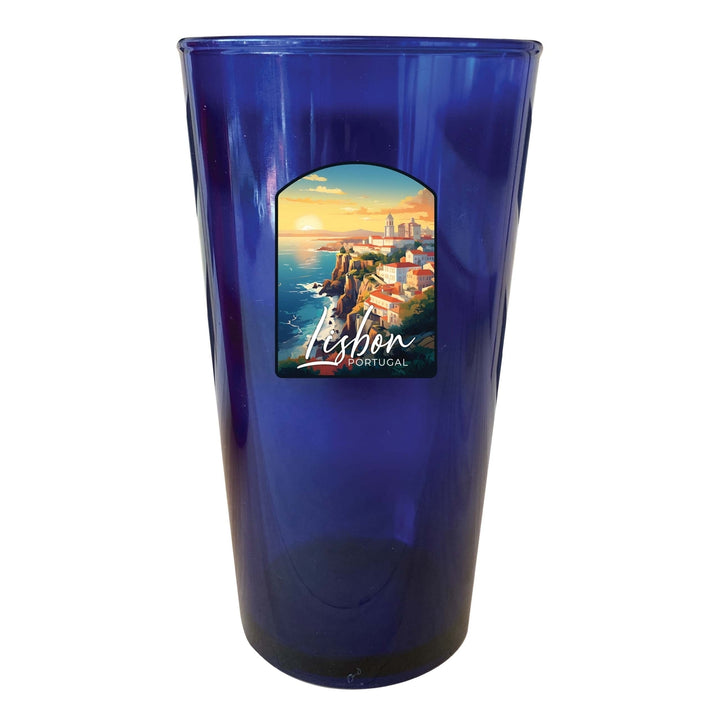 Lisbon Portugal Design B Souvenir Plastic 16 oz pint Image 4