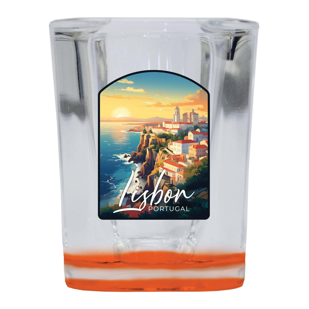 Lisbon Portugal Design B Souvenir 2 Ounce Shot Glass Square Image 1