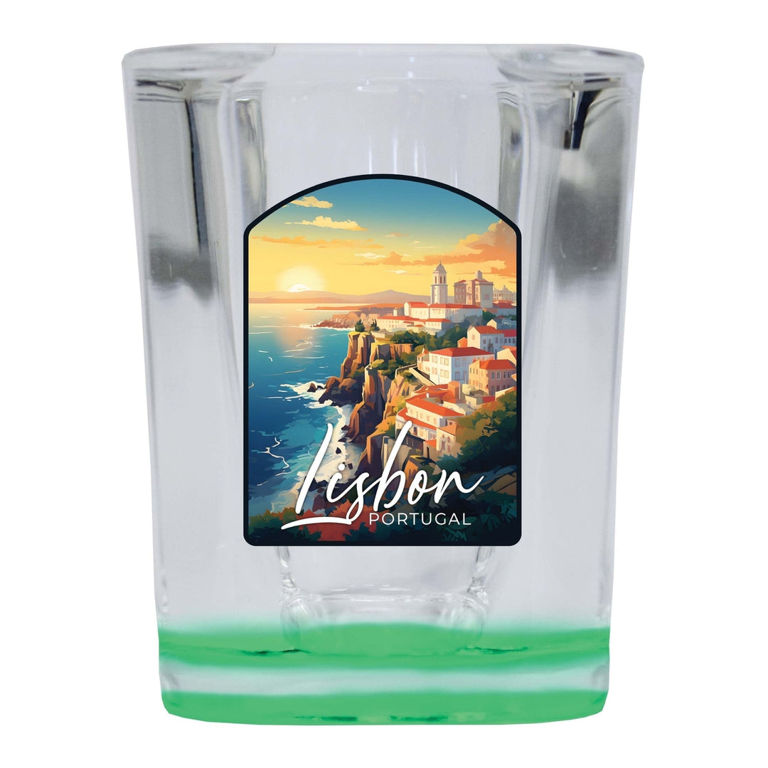 Lisbon Portugal Design B Souvenir 2 Ounce Shot Glass Square Image 4