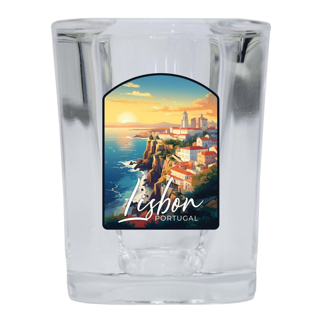 Lisbon Portugal Design B Souvenir 2 Ounce Shot Glass Square Image 4