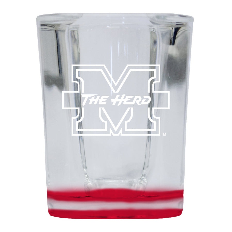 Marshall Thundering Herd 2 Ounce Engraved Shot Glass Square Officially Licensed Collegiate Product Image 1