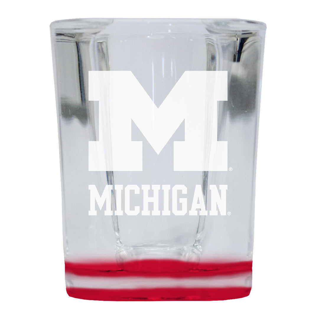 Michigan Wolverines 2 Ounce Engraved Shot Glass Square Officially Licensed Collegiate Product Image 2