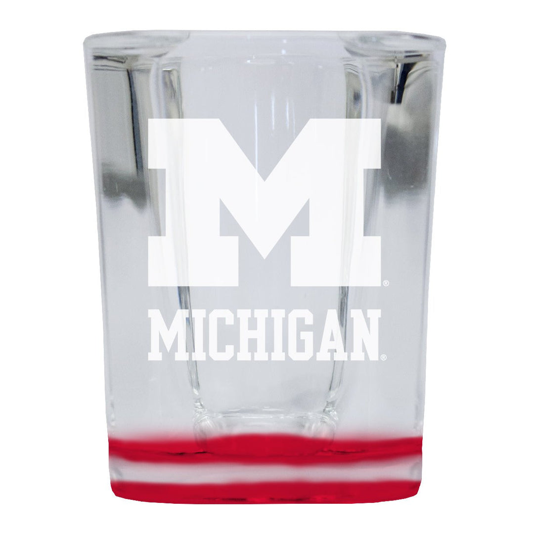 Michigan Wolverines 2 Ounce Engraved Shot Glass Square Officially Licensed Collegiate Product Image 1