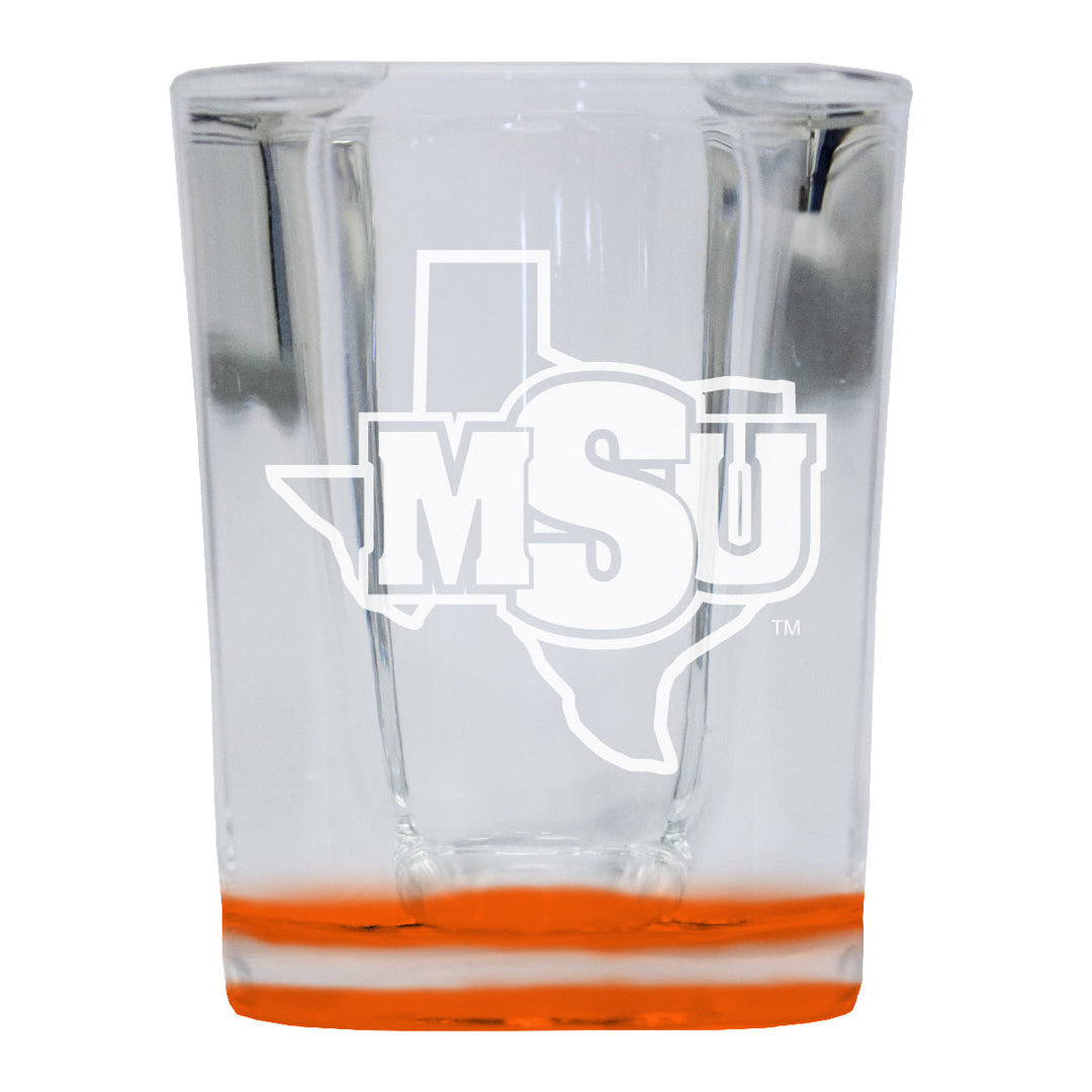 Midwestern State University Mustangs 2 Ounce Engraved Shot Glass Square Officially Licensed Collegiate Product Image 2