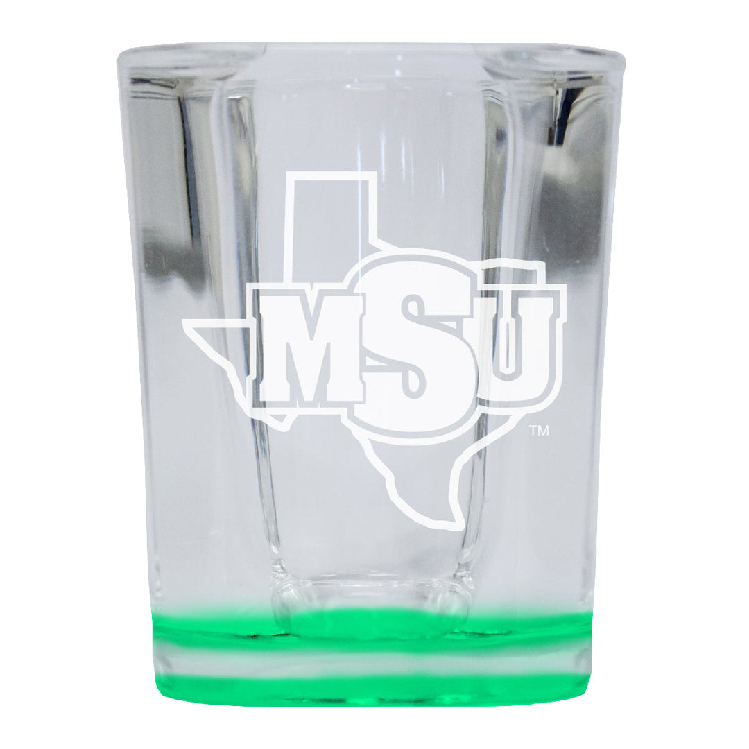 Midwestern State University Mustangs 2 Ounce Engraved Shot Glass Square Officially Licensed Collegiate Product Image 3