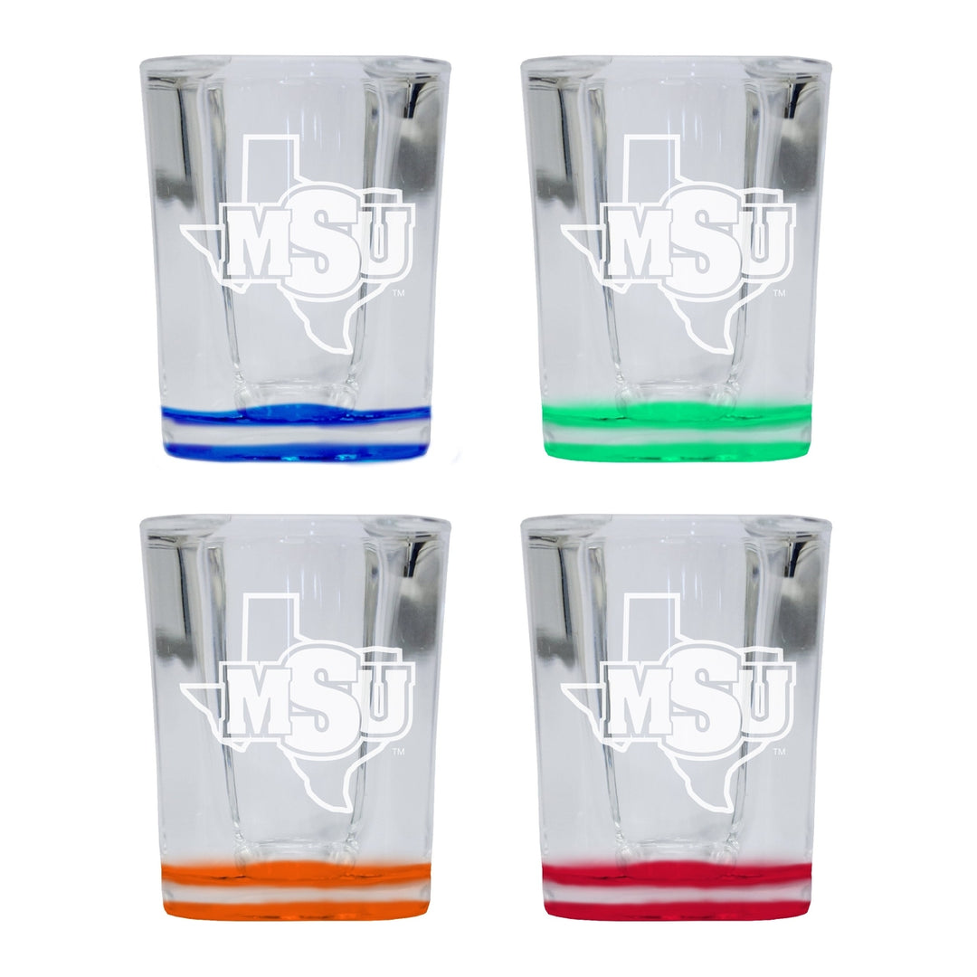 Midwestern State University Mustangs 2 Ounce Engraved Shot Glass Square Officially Licensed Collegiate Product Image 4