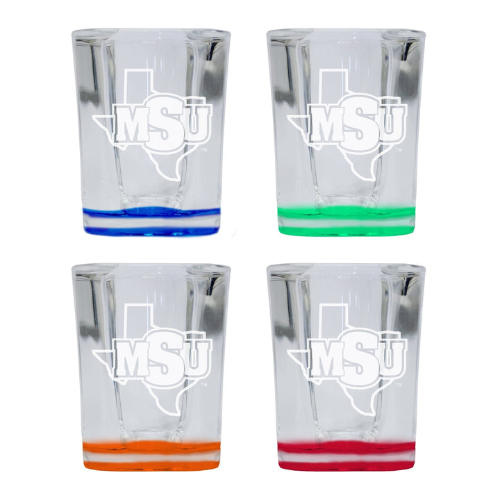 Midwestern State University Mustangs 2 Ounce Engraved Shot Glass Square Officially Licensed Collegiate Product Image 4