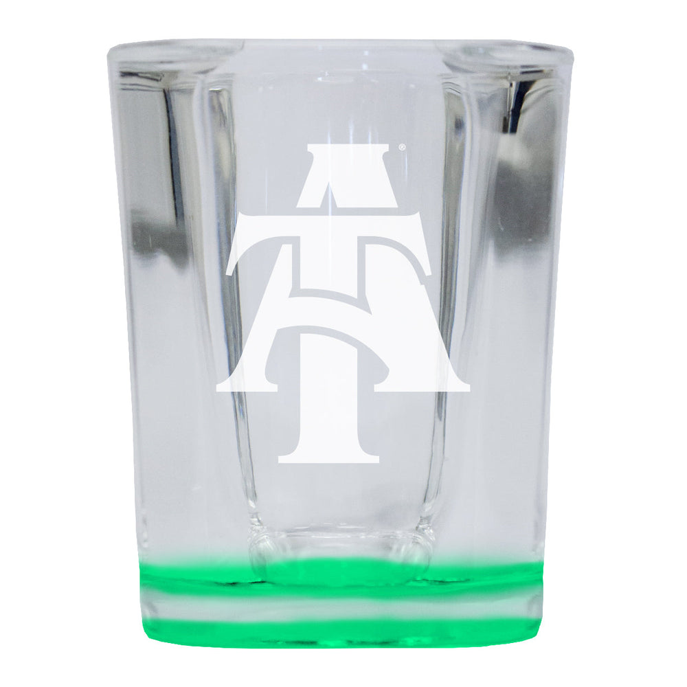 North Carolina AandT State Aggies 2 Ounce Engraved Shot Glass Square Officially Licensed Collegiate Product Image 2