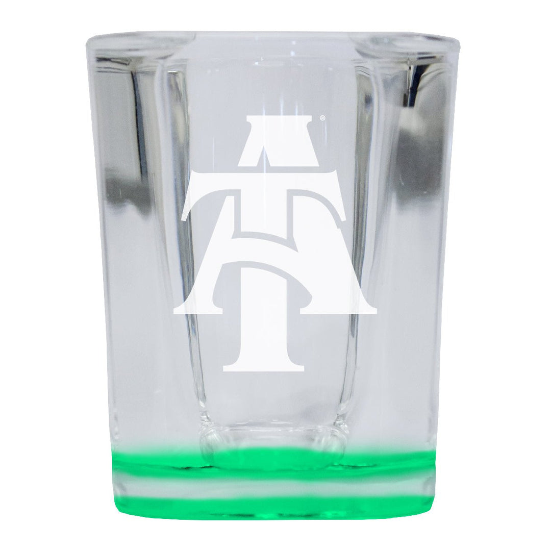 North Carolina AandT State Aggies 2 Ounce Engraved Shot Glass Square Officially Licensed Collegiate Product Image 1