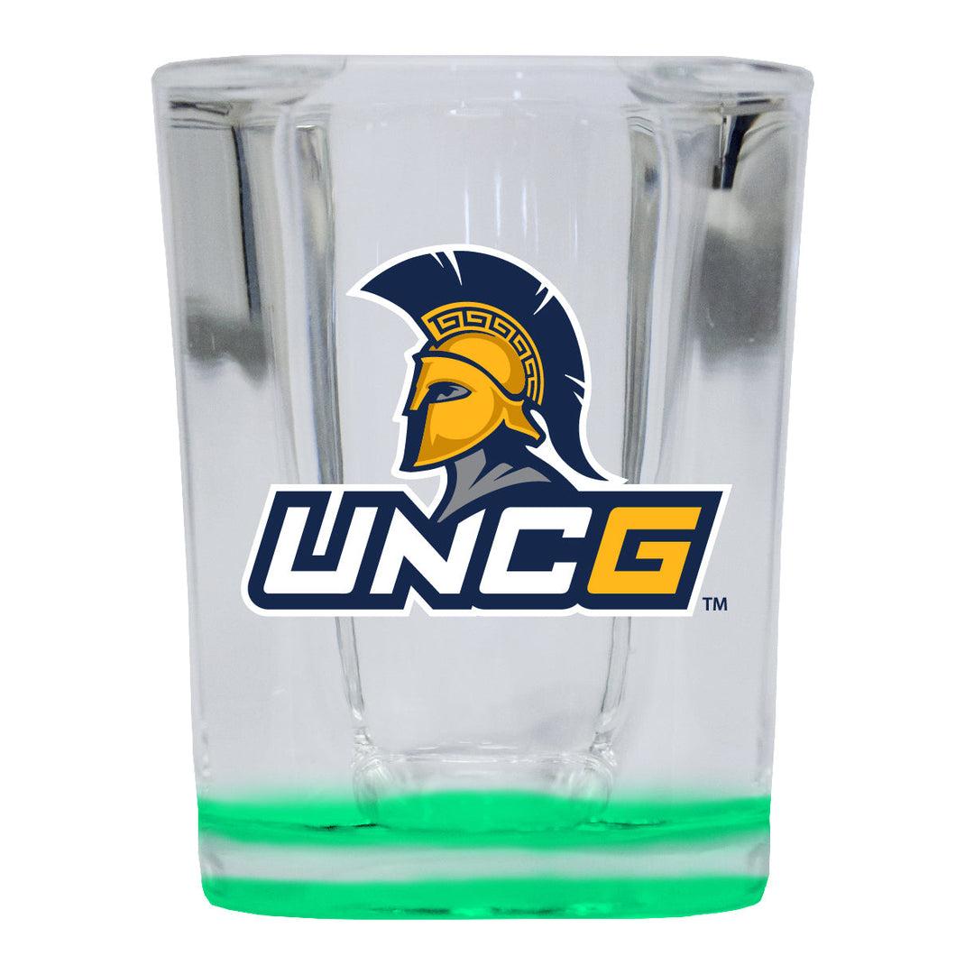 North Carolina Greensboro Spartans 2 Ounce Shot Glass Square Officially Licensed Collegiate Product Image 4