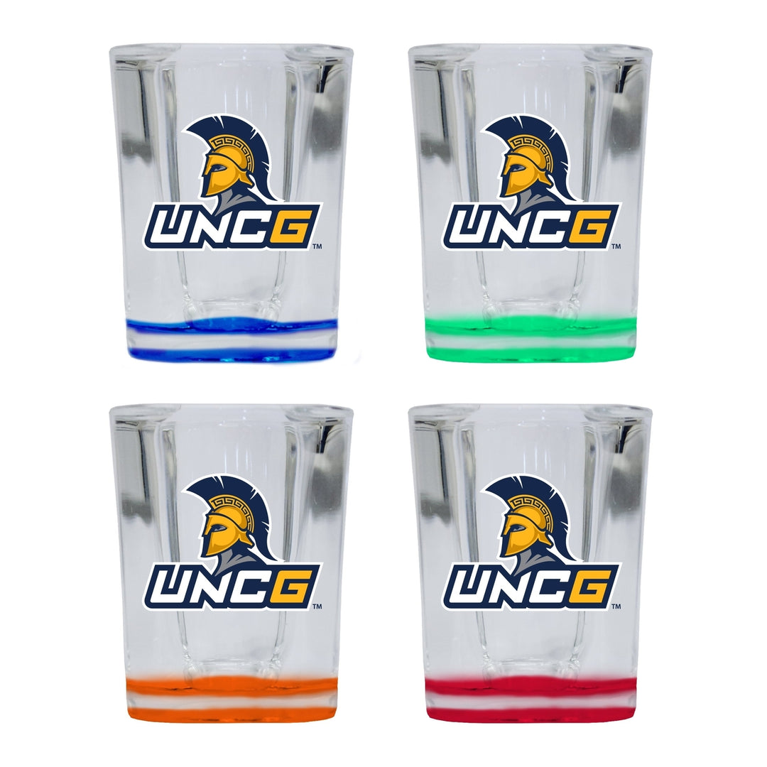 North Carolina Greensboro Spartans 2 Ounce Shot Glass Square Officially Licensed Collegiate Product Image 4