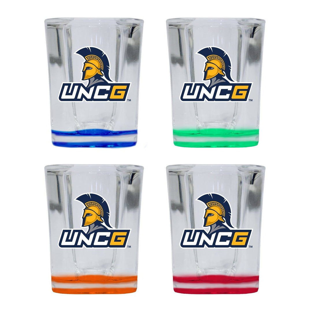 North Carolina Greensboro Spartans 2 Ounce Shot Glass Square Officially Licensed Collegiate Product Image 1