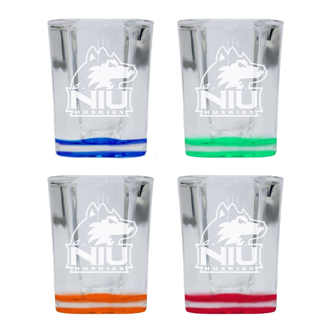 Northern Illinois Huskies 2 Ounce Engraved Shot Glass Square Officially Licensed Collegiate Product Image 1