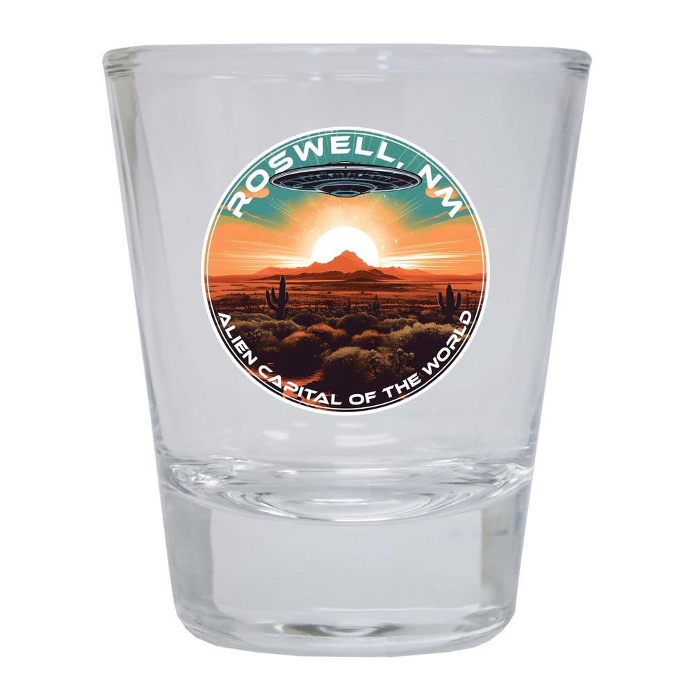 Roswell Mexico Design A Souvenir 2 Ounce Shot Glass Round Image 2