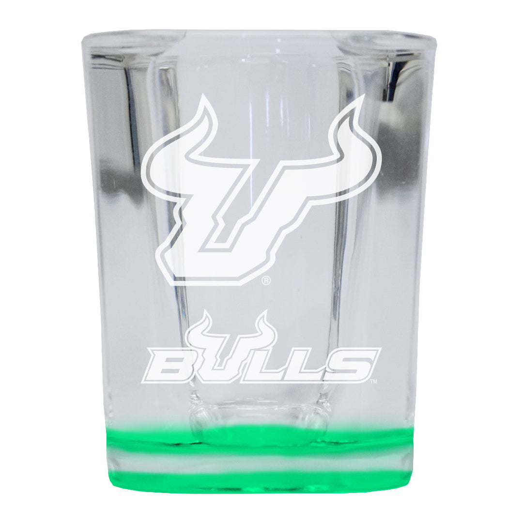 South Florida Bulls 2 Ounce Engraved Shot Glass Square Officially Licensed Collegiate Product Image 3