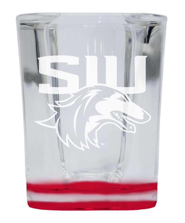 Southern Illinois Salukis 2 Ounce Engraved Shot Glass Square Officially Licensed Collegiate Product Image 1