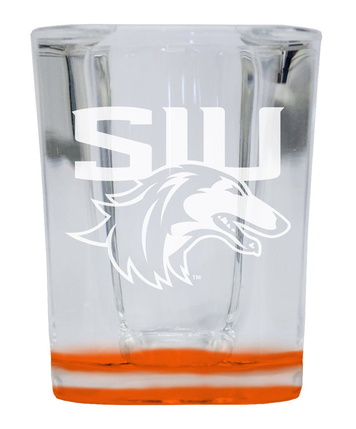 Southern Illinois Salukis 2 Ounce Engraved Shot Glass Square Officially Licensed Collegiate Product Image 1