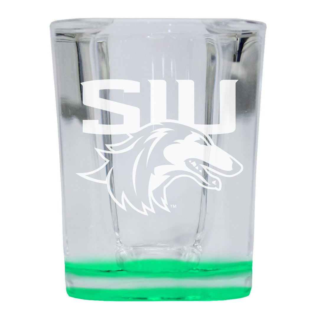 Southern Illinois Salukis 2 Ounce Engraved Shot Glass Square Officially Licensed Collegiate Product Image 1