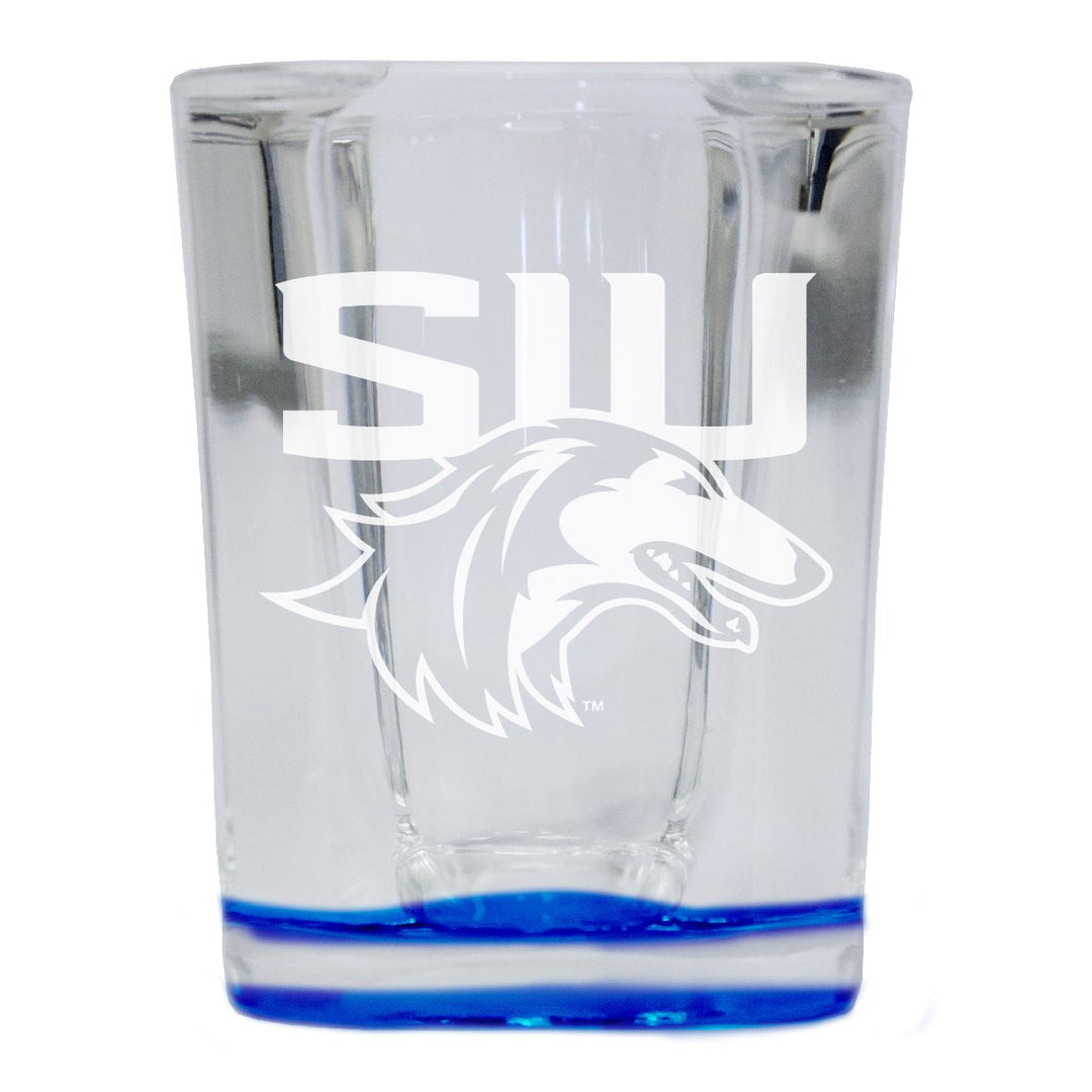 Southern Illinois Salukis 2 Ounce Engraved Shot Glass Square Officially Licensed Collegiate Product Image 1