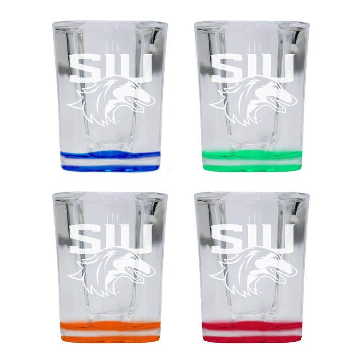 Southern Illinois Salukis 2 Ounce Engraved Shot Glass Square Officially Licensed Collegiate Product Image 4