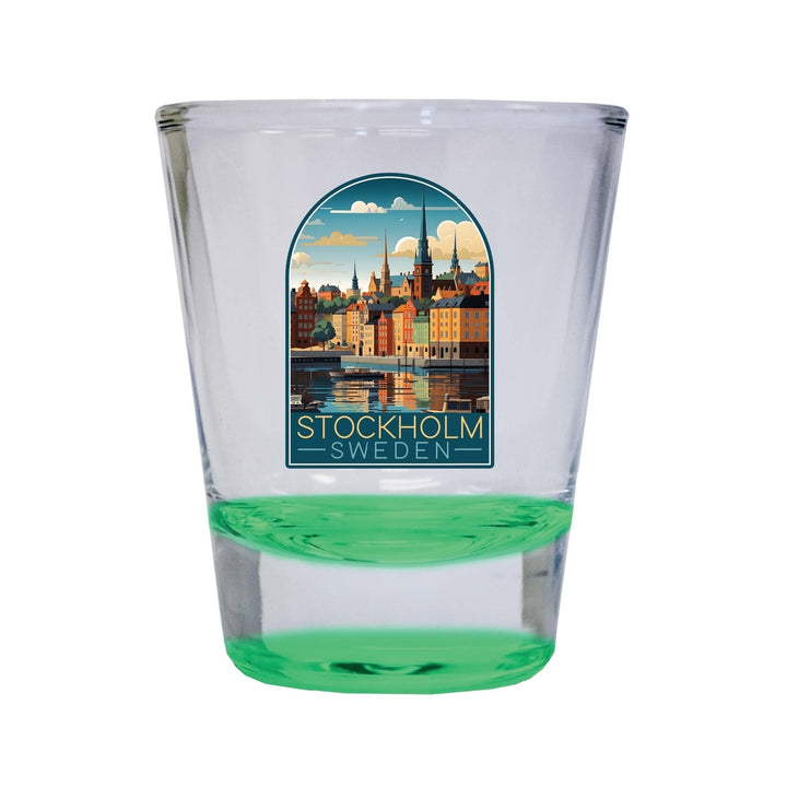 Stockholm Sweden Design A Souvenir 2 Ounce Shot Glass Round Image 1