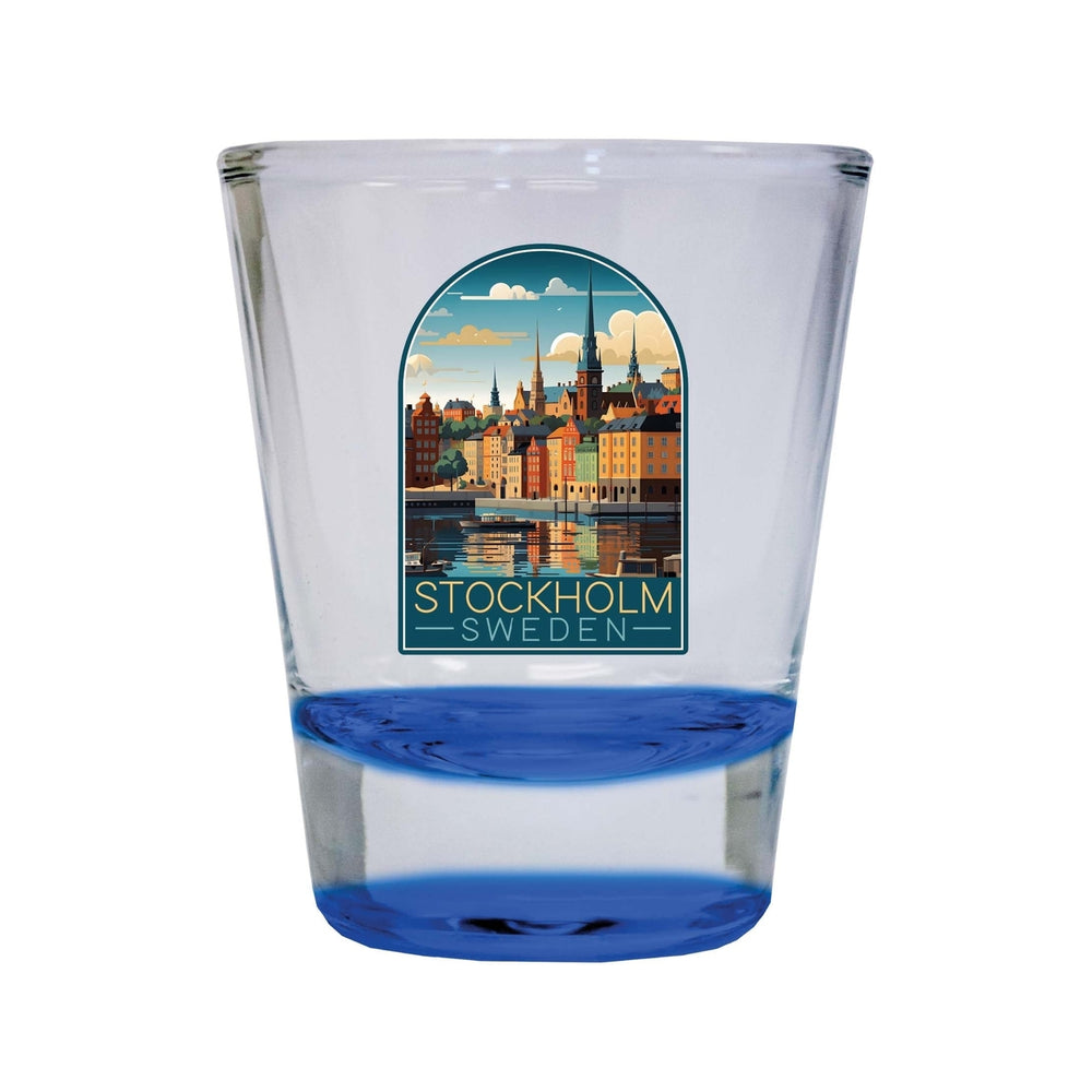 Stockholm Sweden Design A Souvenir 2 Ounce Shot Glass Round Image 2