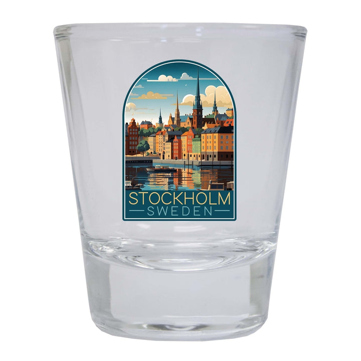 Stockholm Sweden Design A Souvenir 2 Ounce Shot Glass Round Image 3