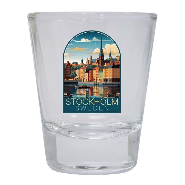 Stockholm Sweden Design A Souvenir 2 Ounce Shot Glass Round Image 1